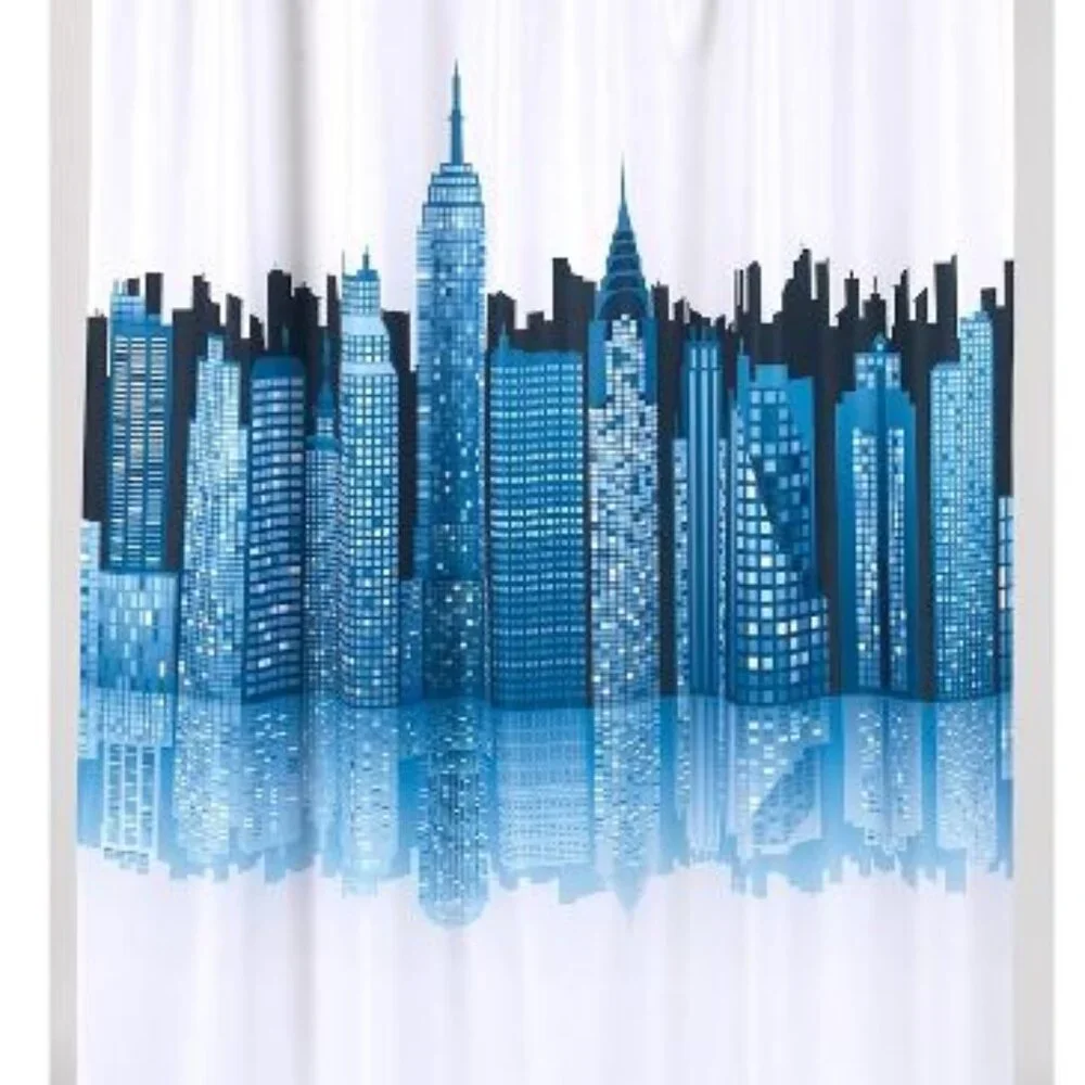 Cityscape shower curtain brand new and packaging metal grommets skyline washable